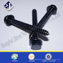 black zinc hex head wood screw